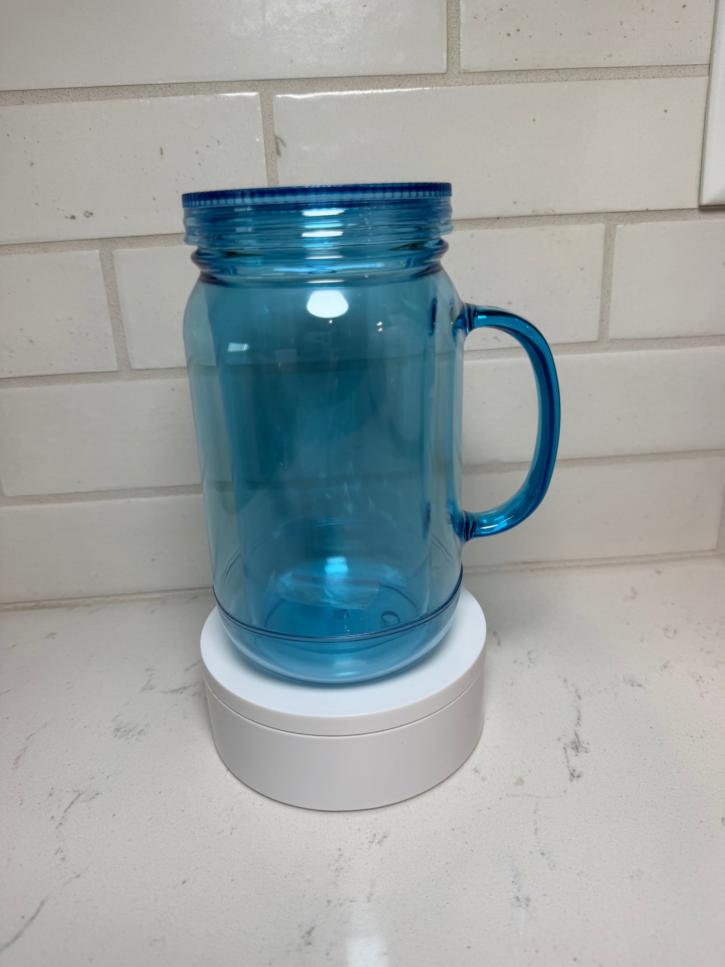 22 oz Colored Acrylic Mason Jar with handle