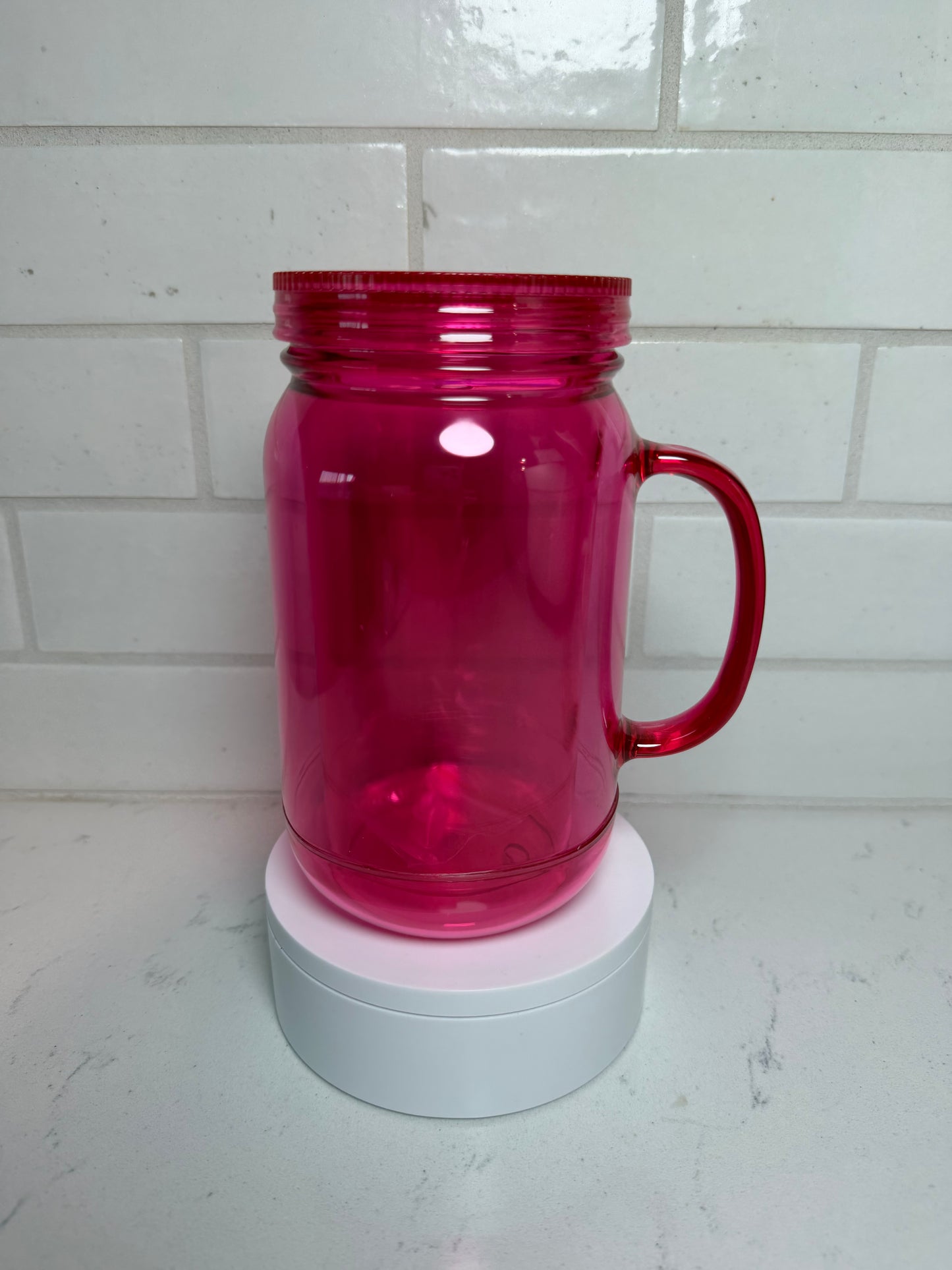 22 oz Colored Acrylic Mason Jar with handle