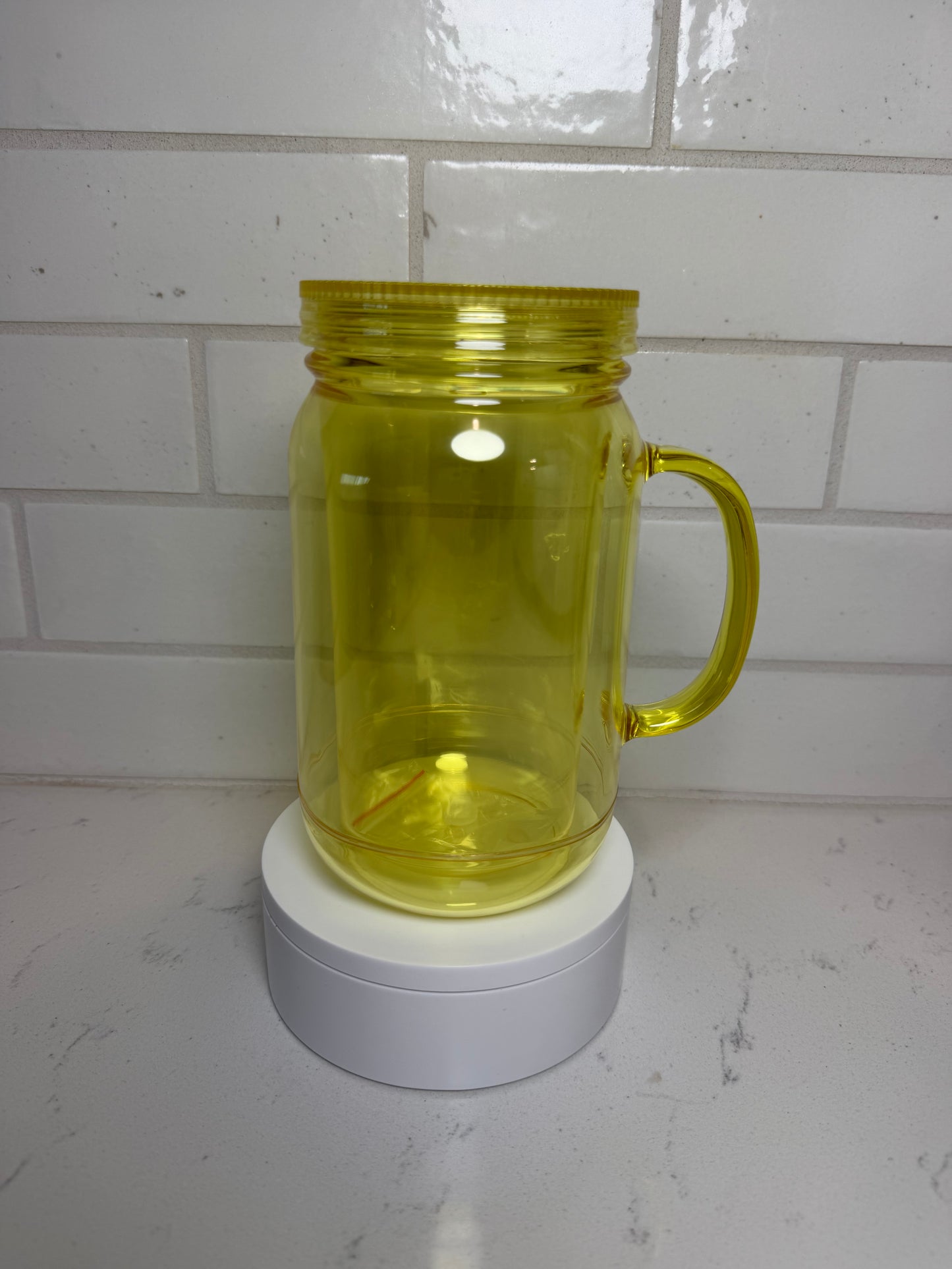 22 oz Colored Acrylic Mason Jar with handle