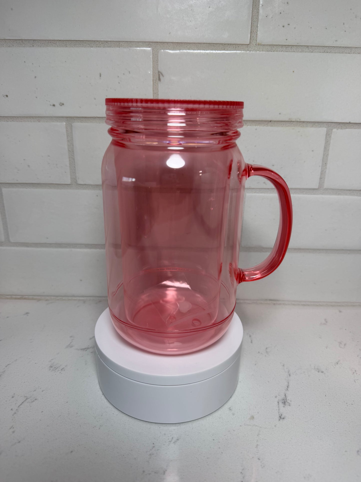 22 oz Colored Acrylic Mason Jar with handle