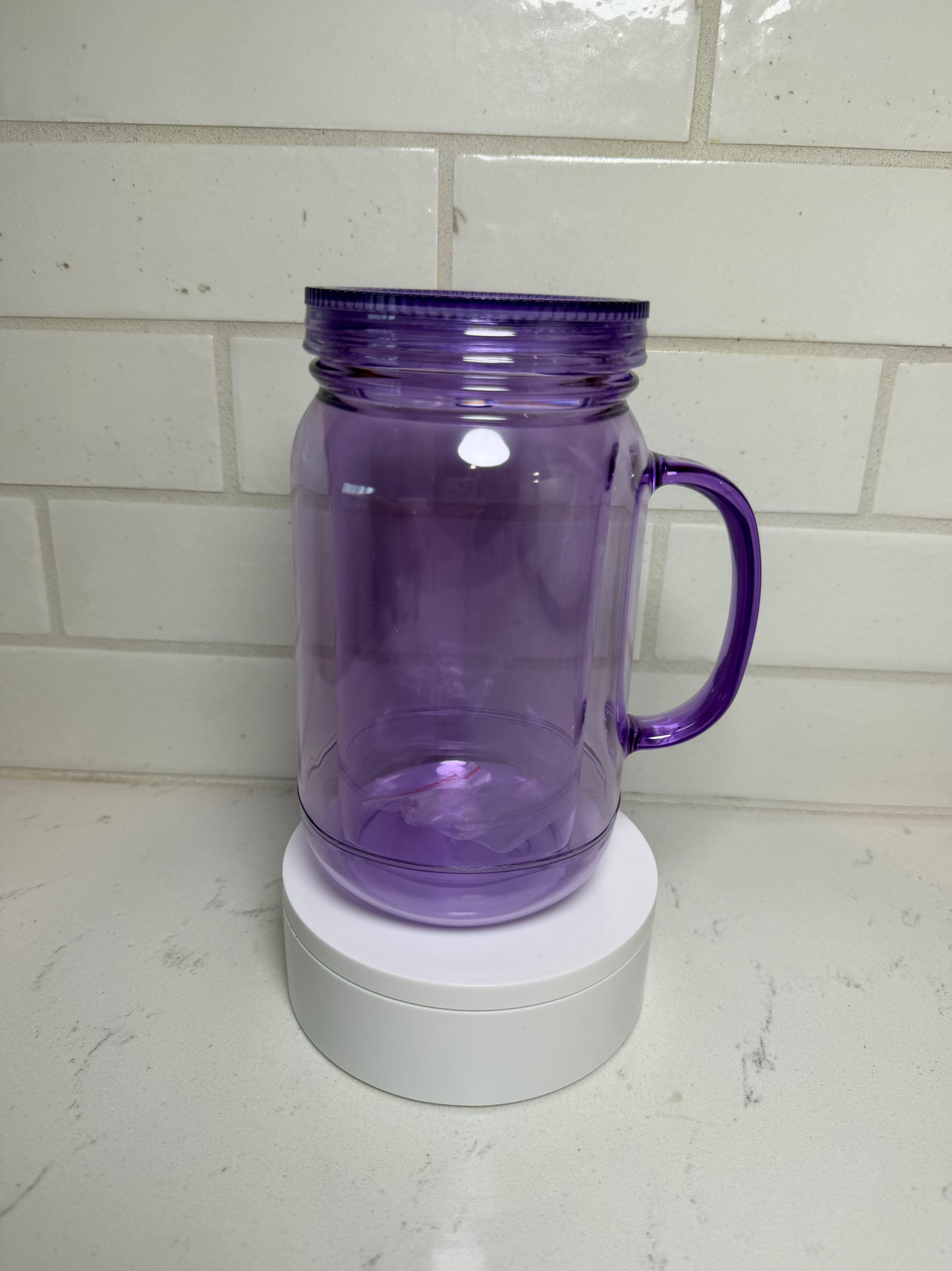 22 oz Colored Acrylic Mason Jar with handle
