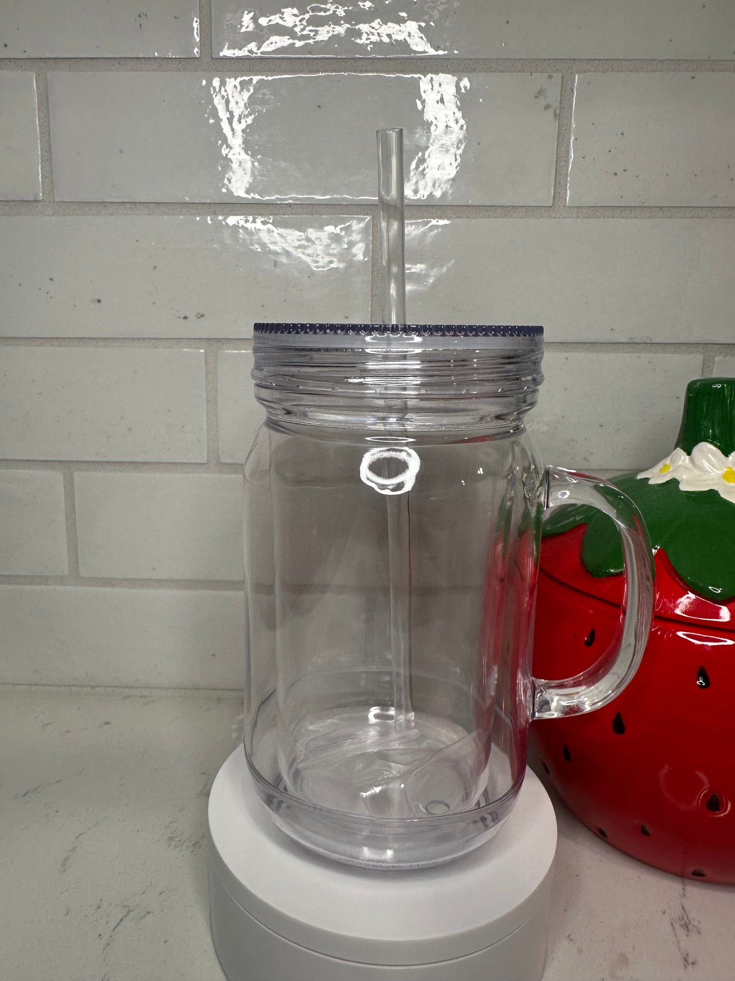 20 oz Acrylic Mason Jar with handle