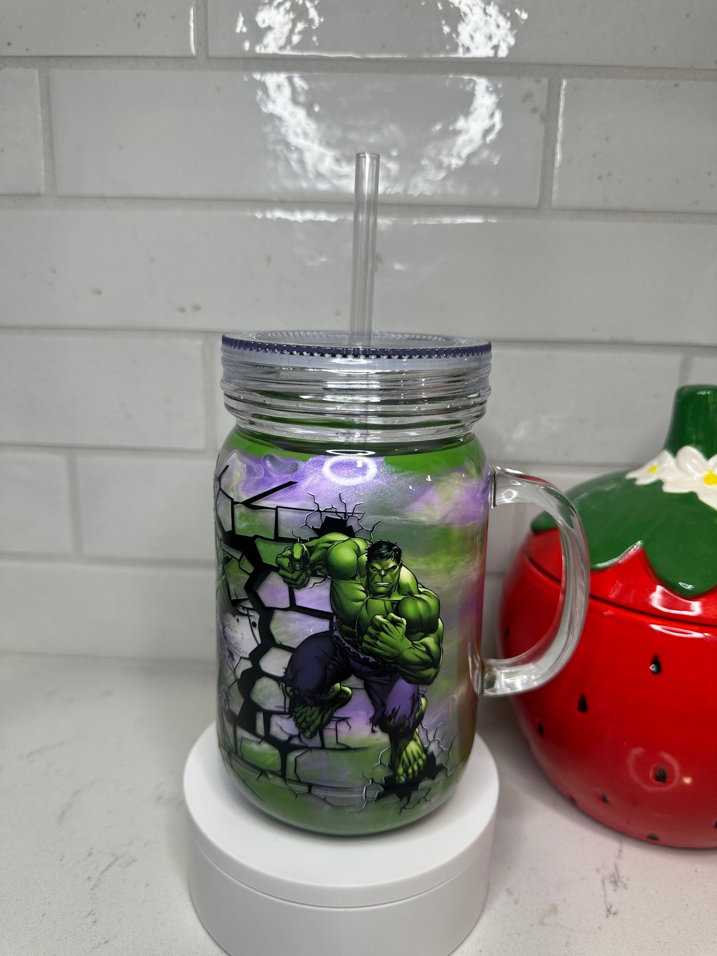 20 oz Acrylic Mason Jar with handle